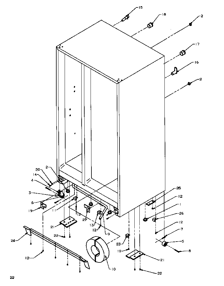 Amana SXDE27QE-P1162208WE drain and rollers diagram