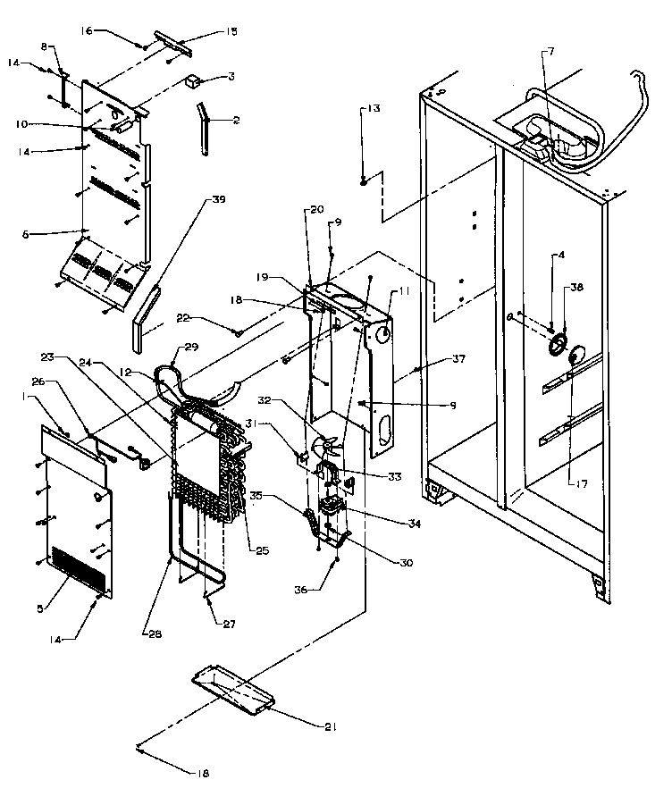 Amana SXD20Q2E-P1162508WE evaporator and air handling diagram