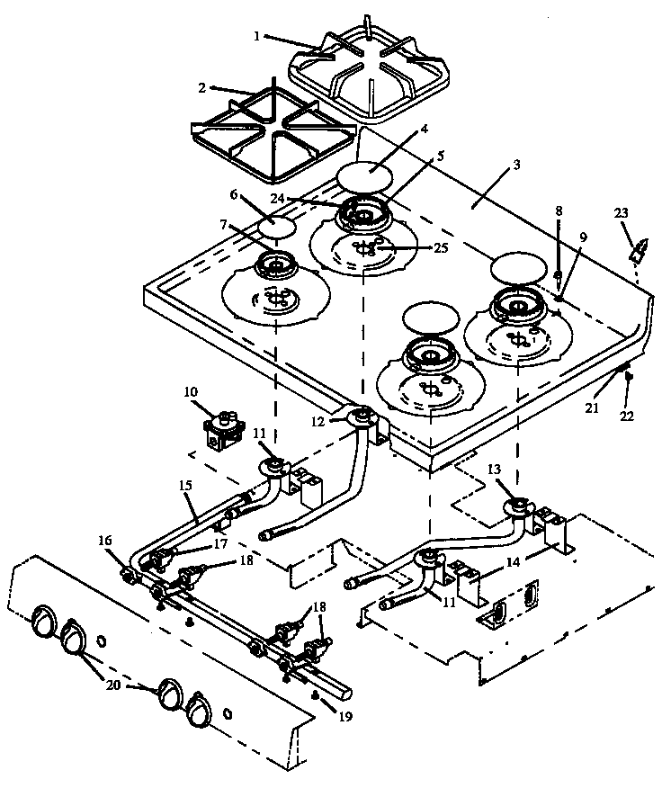 Caloric RSF3200W-P1141255N sealed burner parts (rsf3200w/p1141255n) (rsf3300w/p1141256n) diagram