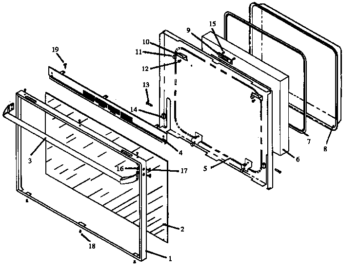 Caloric RSF3200W-P1141255N oven door assembly (rsf3200w/p1141255n) diagram