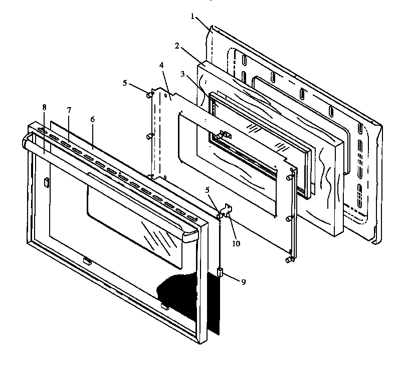 Amana CARR589L/P1142453NL oven door assembly diagram
