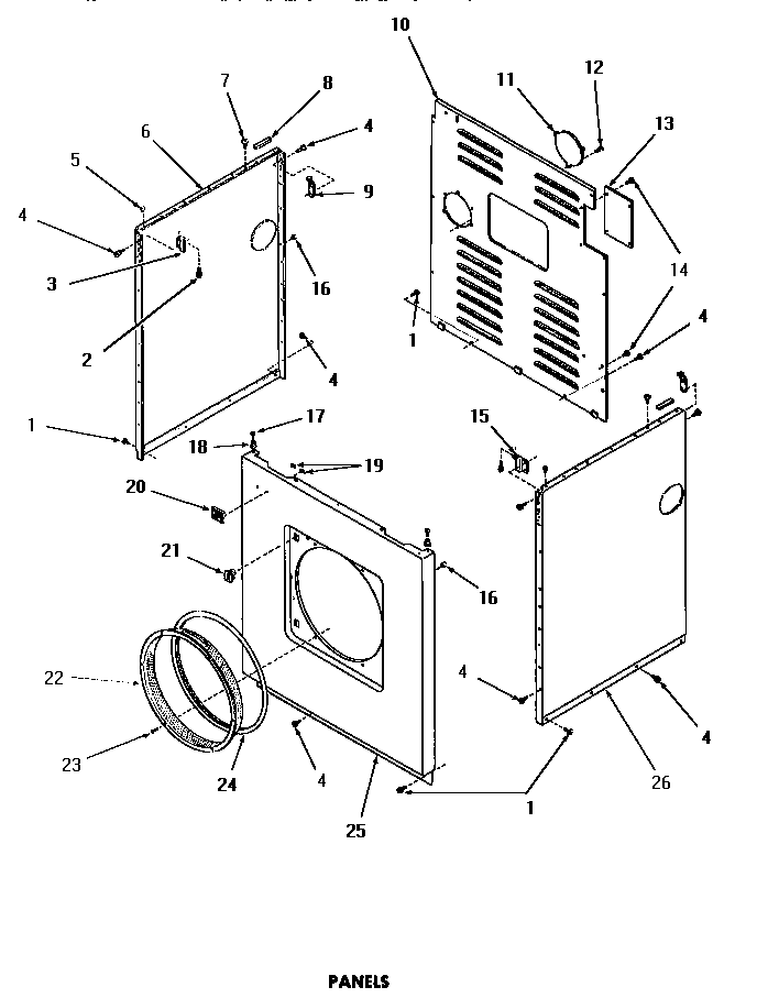 Speed Queen DE1021 panels diagram