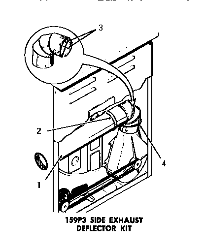 Speed Queen DE1021 159p3 side exhaust deflector kit diagram