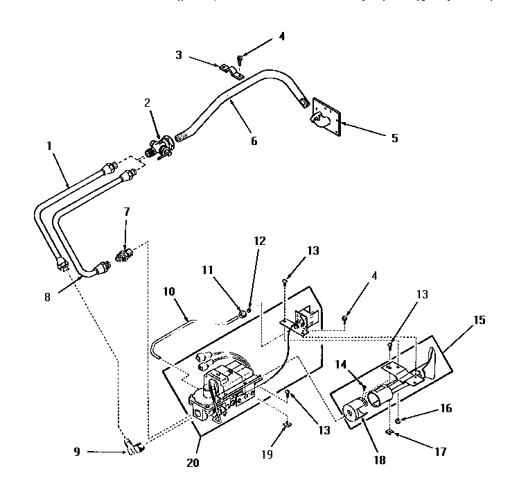 Speed Queen DG1030 non-"m" models--standing pilot burner diagram