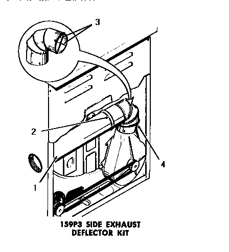 Speed Queen DG1030 159p3 side exhaust deflector kit diagram