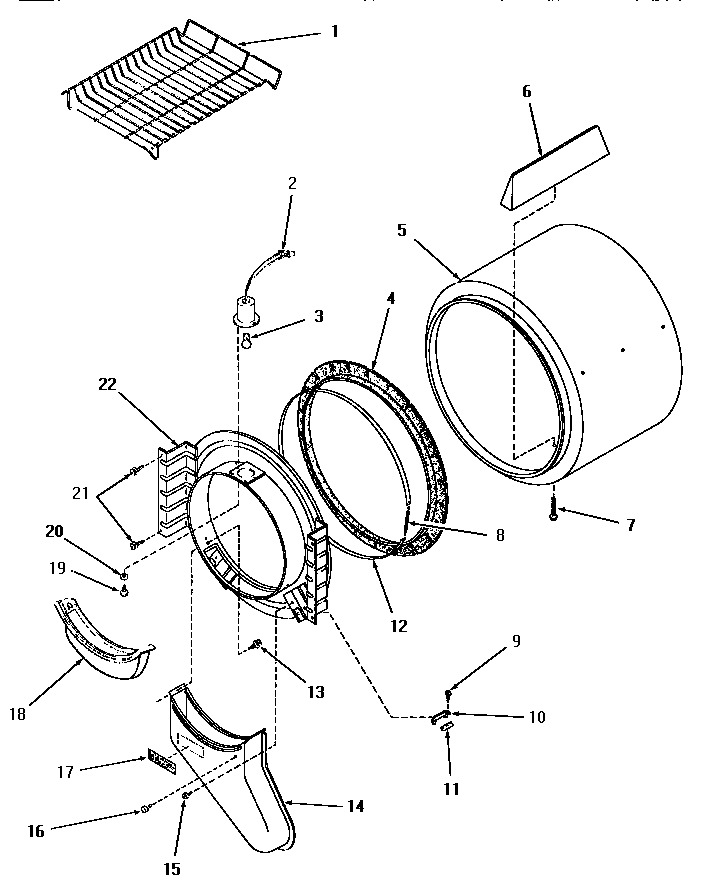 Speed Queen HG9260 front bulkhead, air duct, felt seal & cylinder diagram