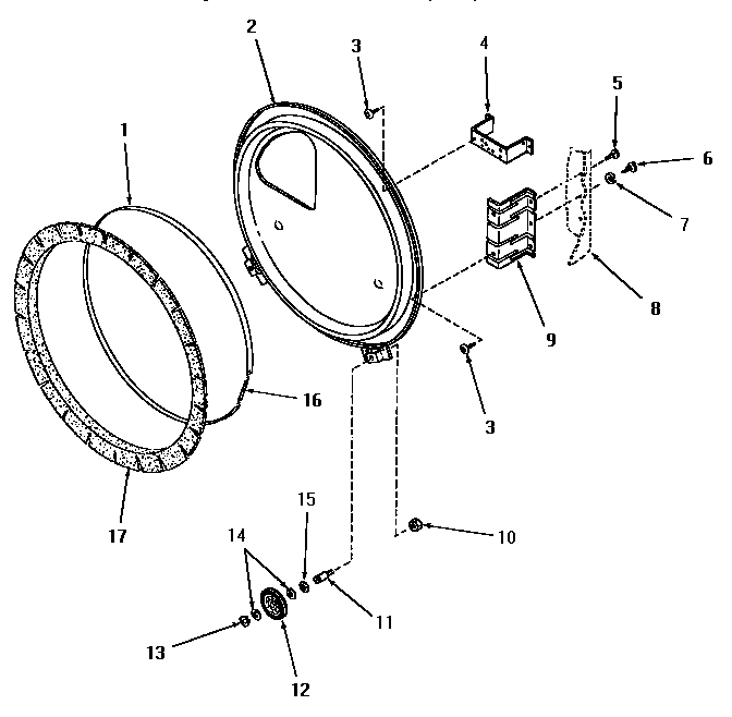 Speed Queen HG9260 rear bulkhead, felt seal & cylinder roller diagram