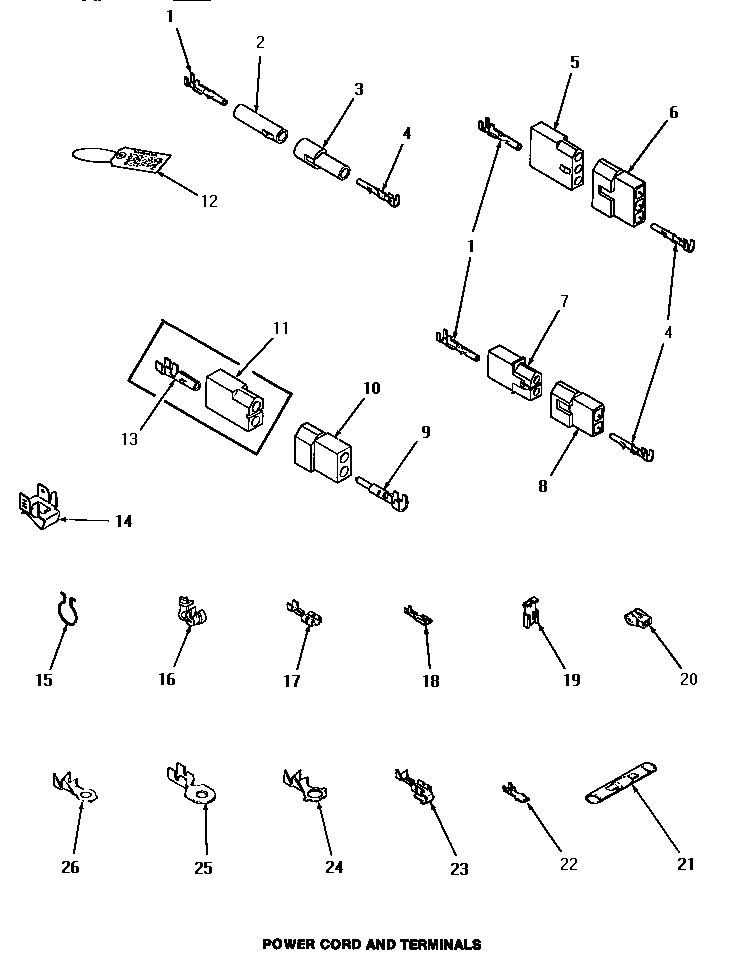 Speed Queen HE9250 power cord & terminals diagram