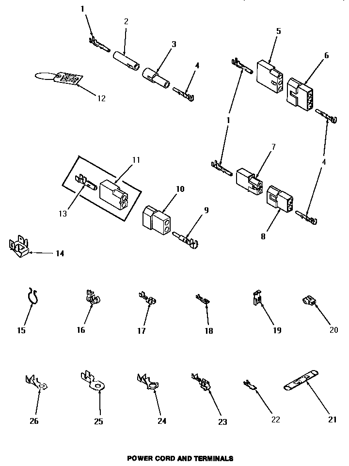 Speed Queen HE7003 power cord & terminals diagram