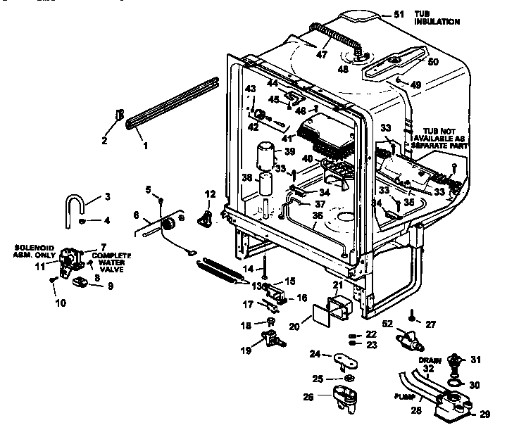 Caloric CDU600C-P1188316W tub assembly diagram