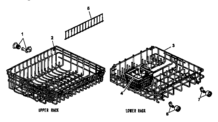 Caloric CDU600C-P1188316W upper/lower racks diagram