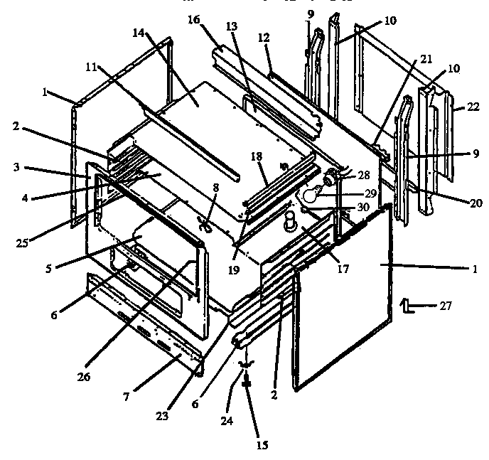 Caloric EBE24AA0CEH-P1142443N cabinet section diagram