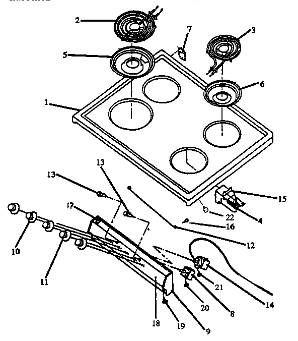 Caloric EBE24AA0CEH-P1142443N main top assembly diagram