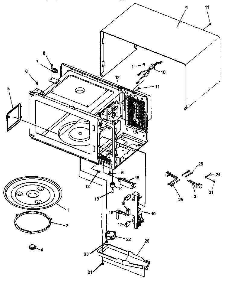 Amana M85T-P1154502M cavity/elec components diagram