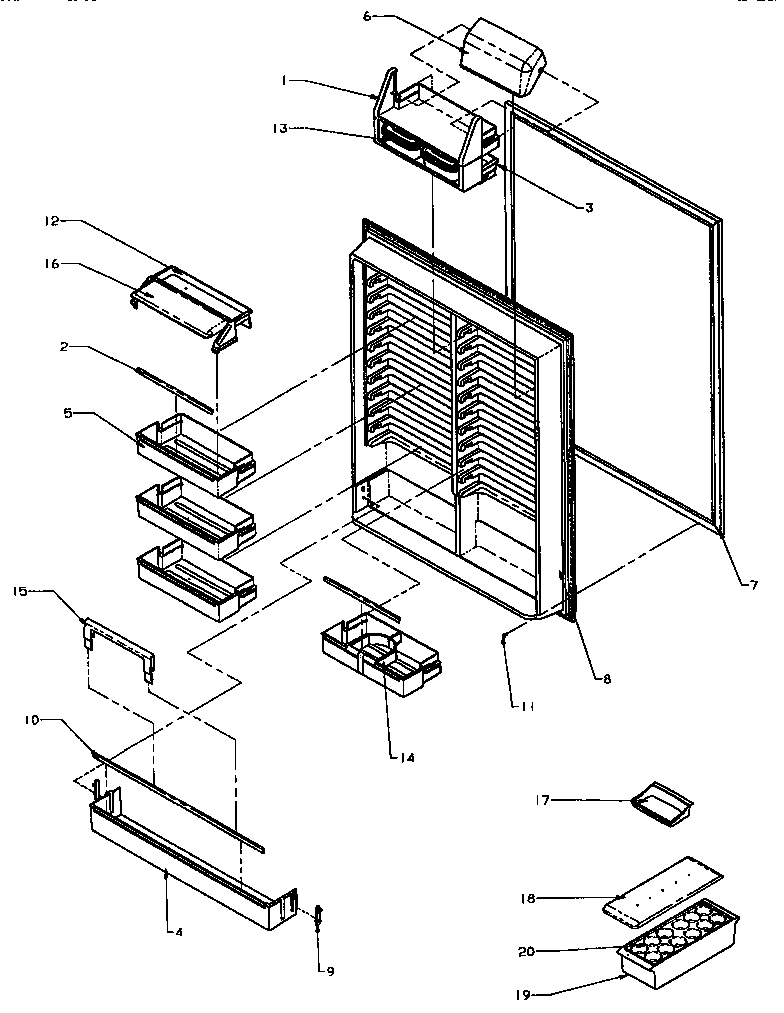Amana BZ22R5W-P1182301WW refrigerator inner door diagram