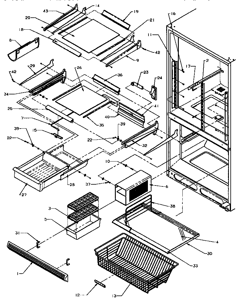 Amana BZ22R5W-P1182301WW refrigerator/freezer shelving diagram