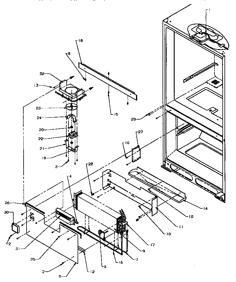 Amana BZ22R5W-P1182301WW evaporator area diagram