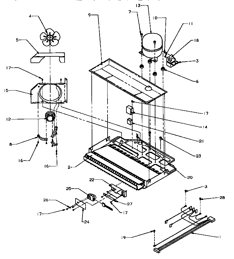 Amana BZ22R5W-P1182301WW compressor compartment diagram