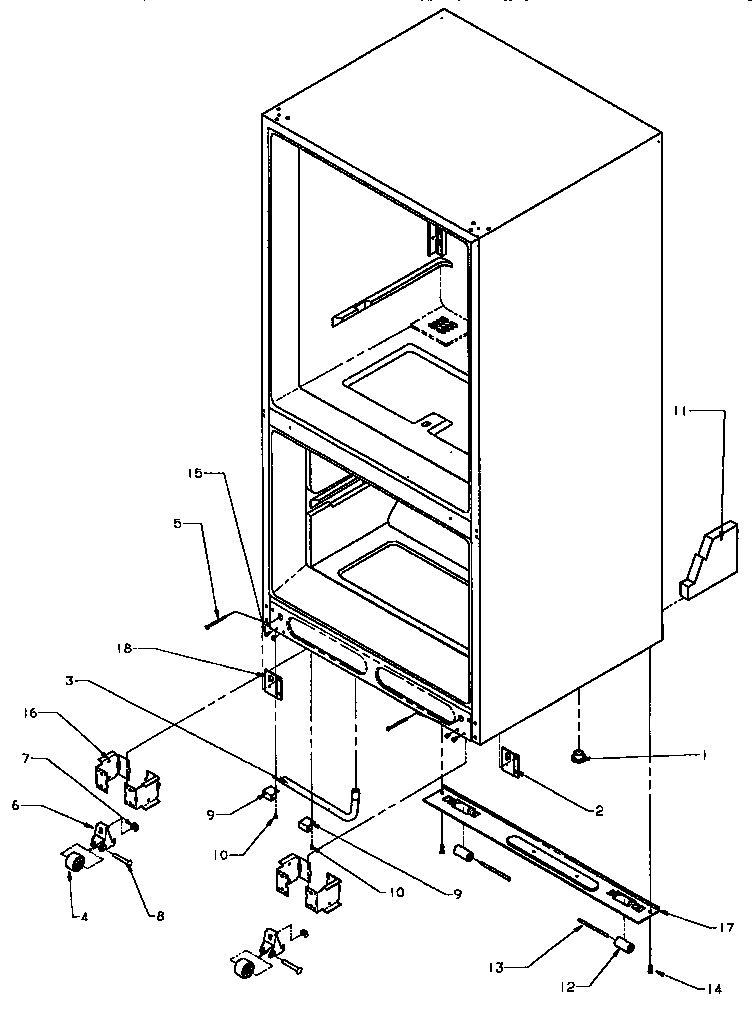 Amana BZ22R5W-P1182301WW rollers/drain tube diagram
