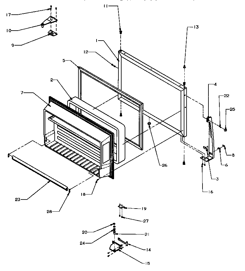 Caloric GTG18AL/P1181714WL freezer door diagram