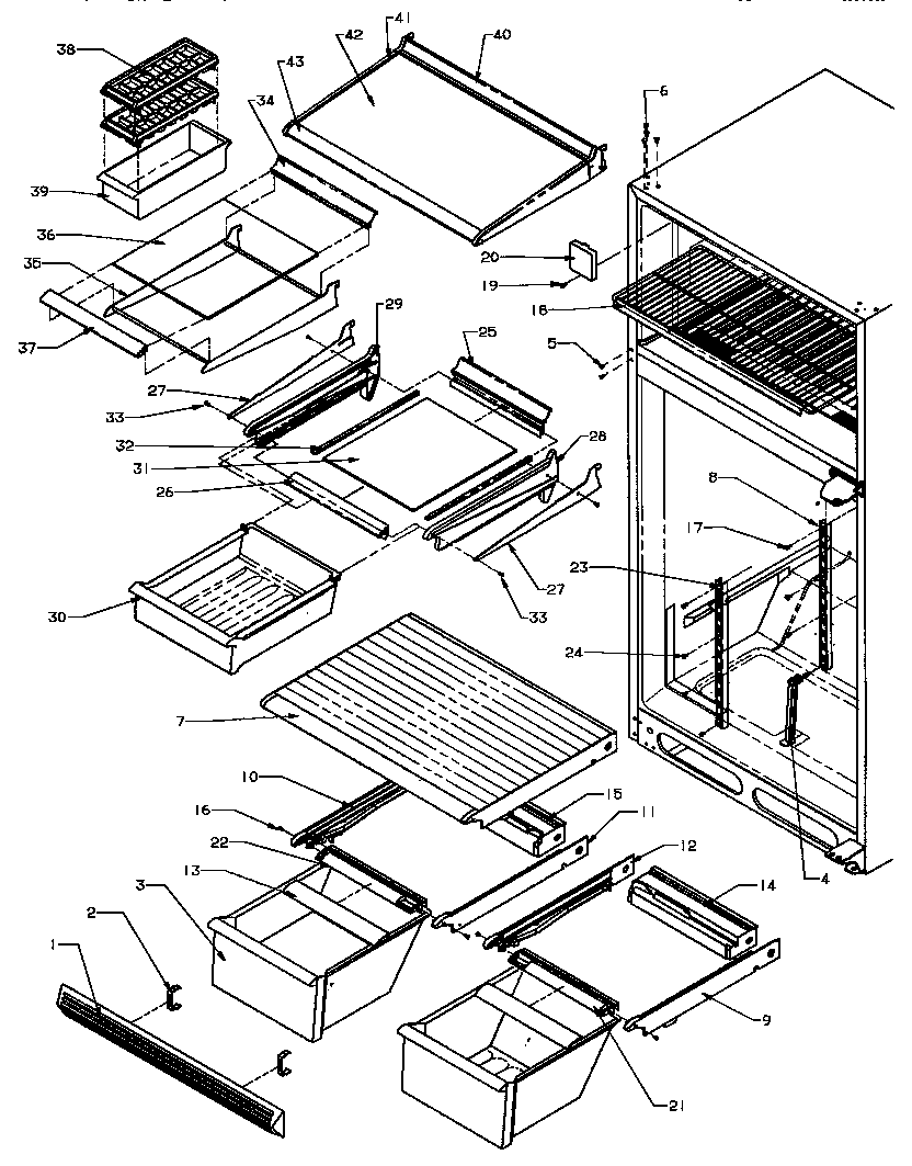 Caloric GTG18AL/P1181714WL cabinet shelving (gtg18al/p1181714wl) (gtg18aw/p1181714ww) diagram