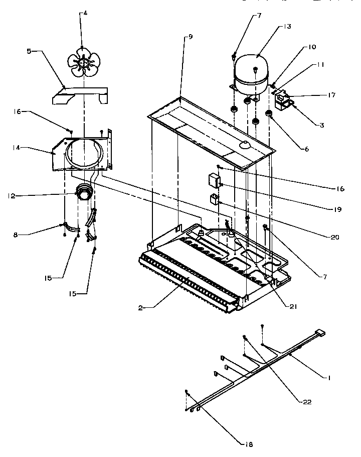 Caloric GTG18AL/P1181714WL compressor compartment diagram