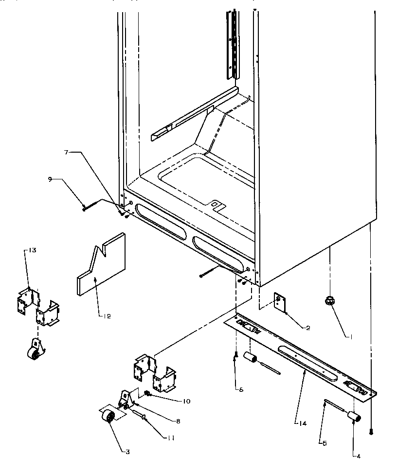 Caloric GTG18AL/P1181714WL cabinet bottom diagram