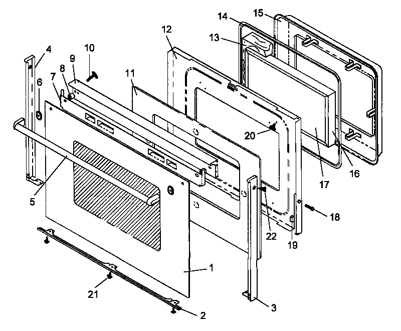 Amana ART663LG-P1142630N oven door assembly diagram
