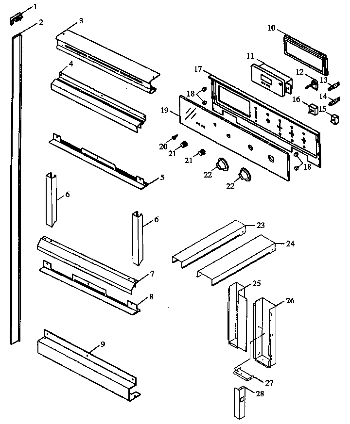 Amana AOR27DEW-P1172501S control panel/trim (aor27de/p1172501s) (aor27dew/p1172501s) diagram