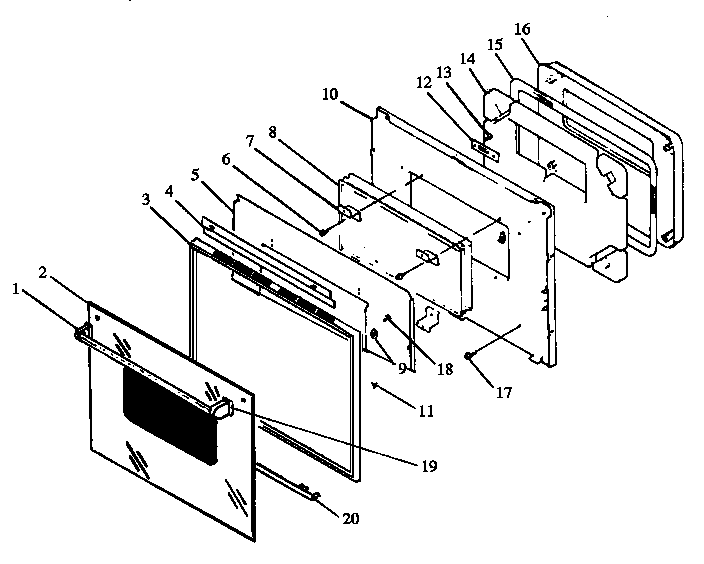 Amana AOR27DEW-P1172501S oven door (aor27de/p1172501s) (aor27dew/p1172501s) diagram