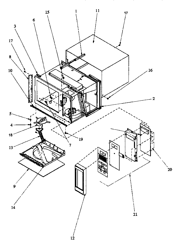 Amana AOR27DEW-P1172501S chassis assembly & control panel (mm659e/p1177101mz) (mm659e/p1177103mz) (mm659w/p1177102mz) (mm659w/p1177104mz) diagram