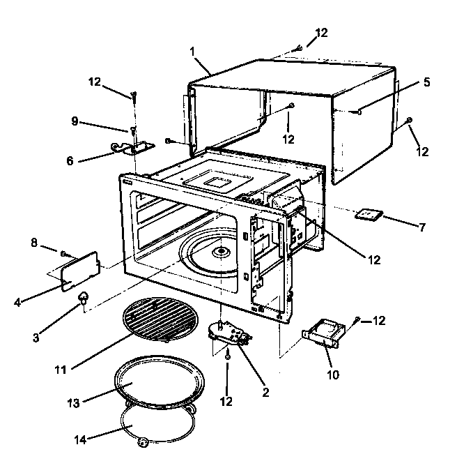 Amana RMC800E/P1180501M cavity assembly diagram