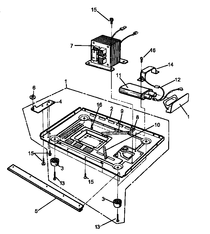 Amana RMC800E/P1180501M basepan assembly diagram