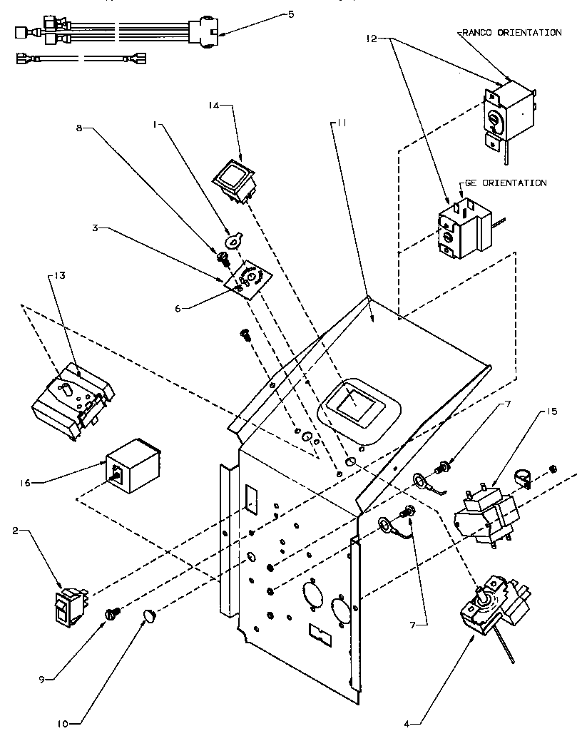 Amana PTH09325JF/P1169424R electrical controls & related parts diagram
