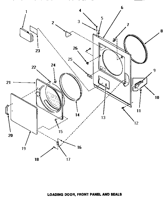 Speed Queen HG6660 loading door, front panel & seals diagram