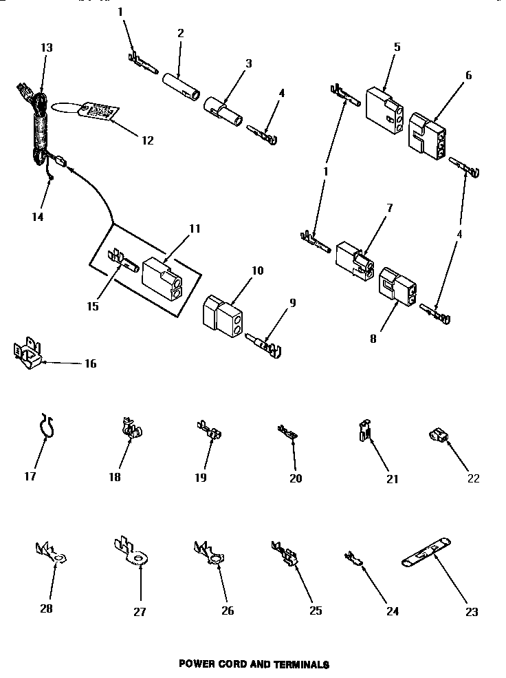 Speed Queen HG6660 power cord & terminals diagram