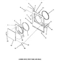 Speed Queen HE4330 loading door, front panel & seals diagram