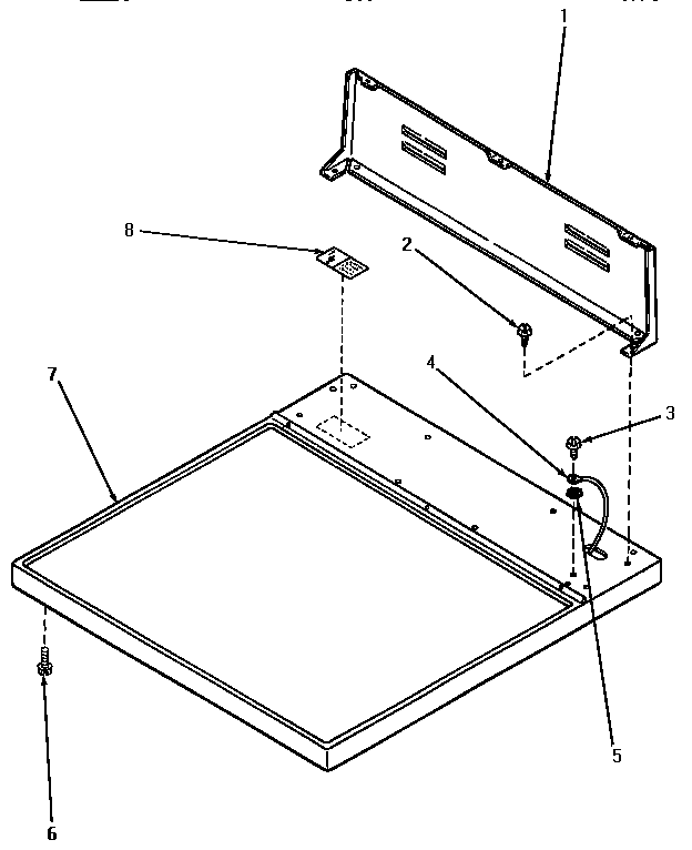Speed Queen KG6539 cabinet top & control hood rear panel diagram