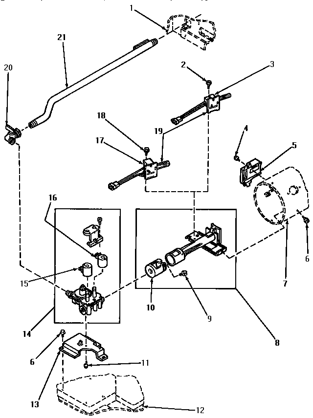 Speed Queen KG6539 gas valve, igniter & gas conversion kits diagram