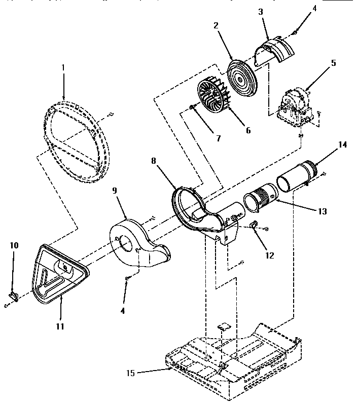 Speed Queen YE1243 duct assembly, casing and fan diagram
