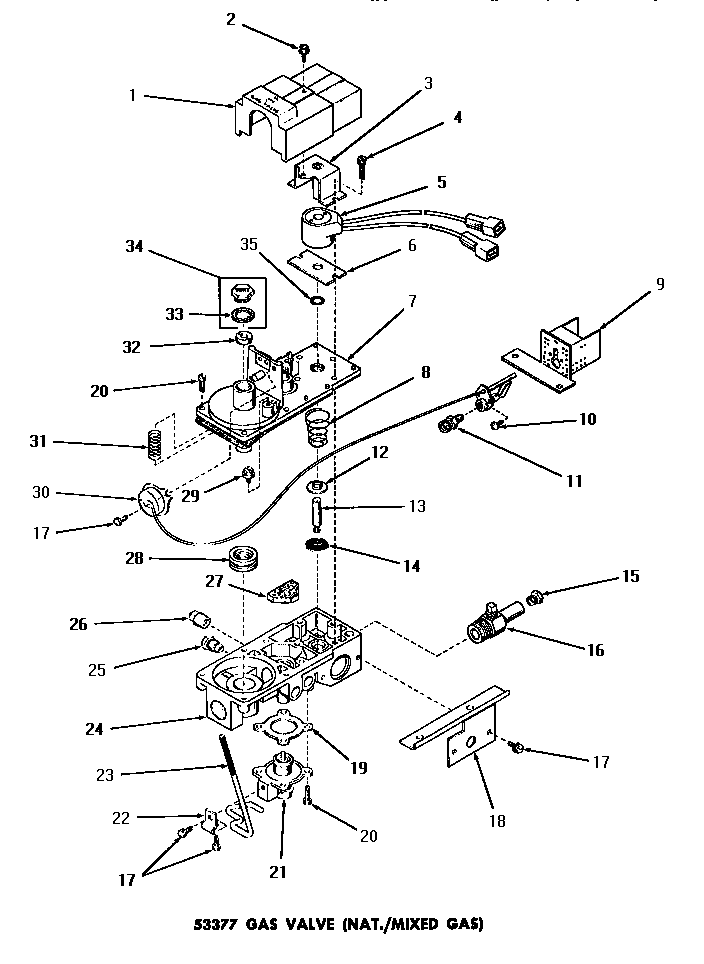 Speed Queen DG3280 53377 gas valve (nat. / mixed gas) diagram