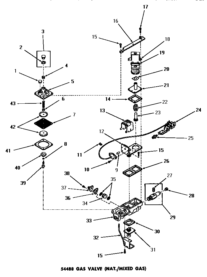 Speed Queen DG3280 54488 gas valve (nat. / mixed gas) diagram