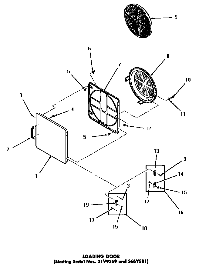 Speed Queen DG3280 loading door (starting serial numbers 31v9369 and s66y581) diagram