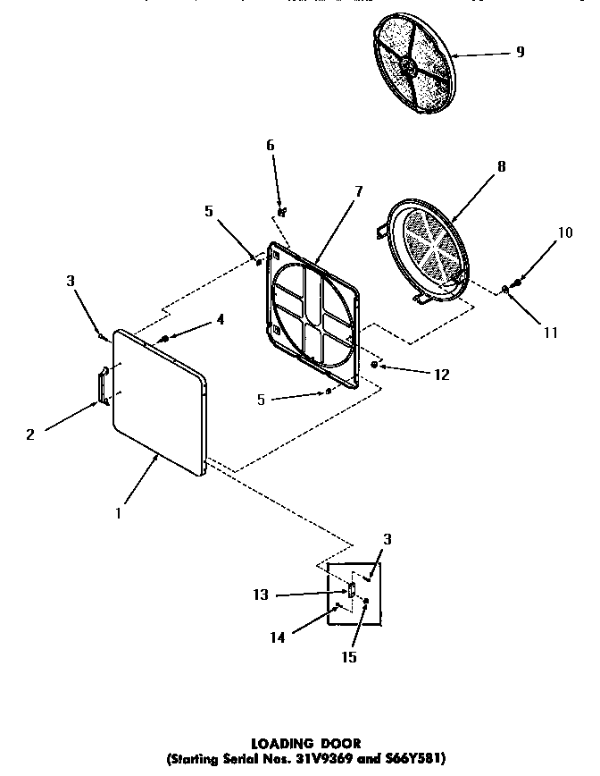 Speed Queen DE3791 loading door (starting serial numbers 31v9369 and s66y581) diagram