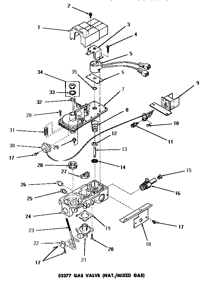 Speed Queen DG6270 53377 gas valve (nat. / mixed gas) diagram
