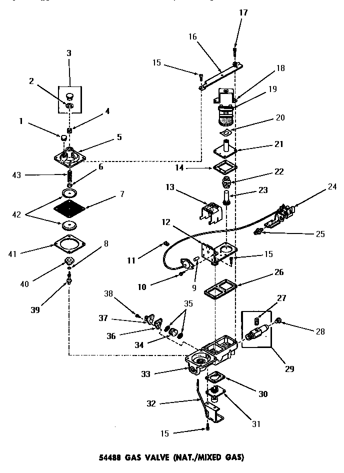 Speed Queen DG6270 54488 gas valve (nat. / mixed gas) diagram