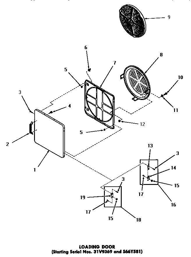Speed Queen DG6270 loading door (starting serial numbers 31v9369 & s66y581) diagram