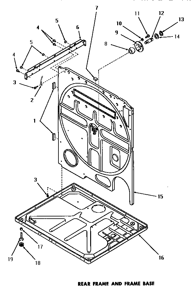 Speed Queen DG6270 rear frame & frame base diagram