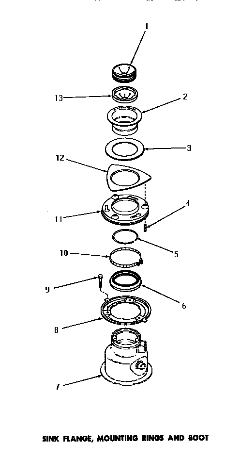 Speed Queen DB8181N sink flange, mounting rings & boot diagram