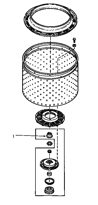 Speed Queen AA5420 hub and transmission tube seal (change) diagram